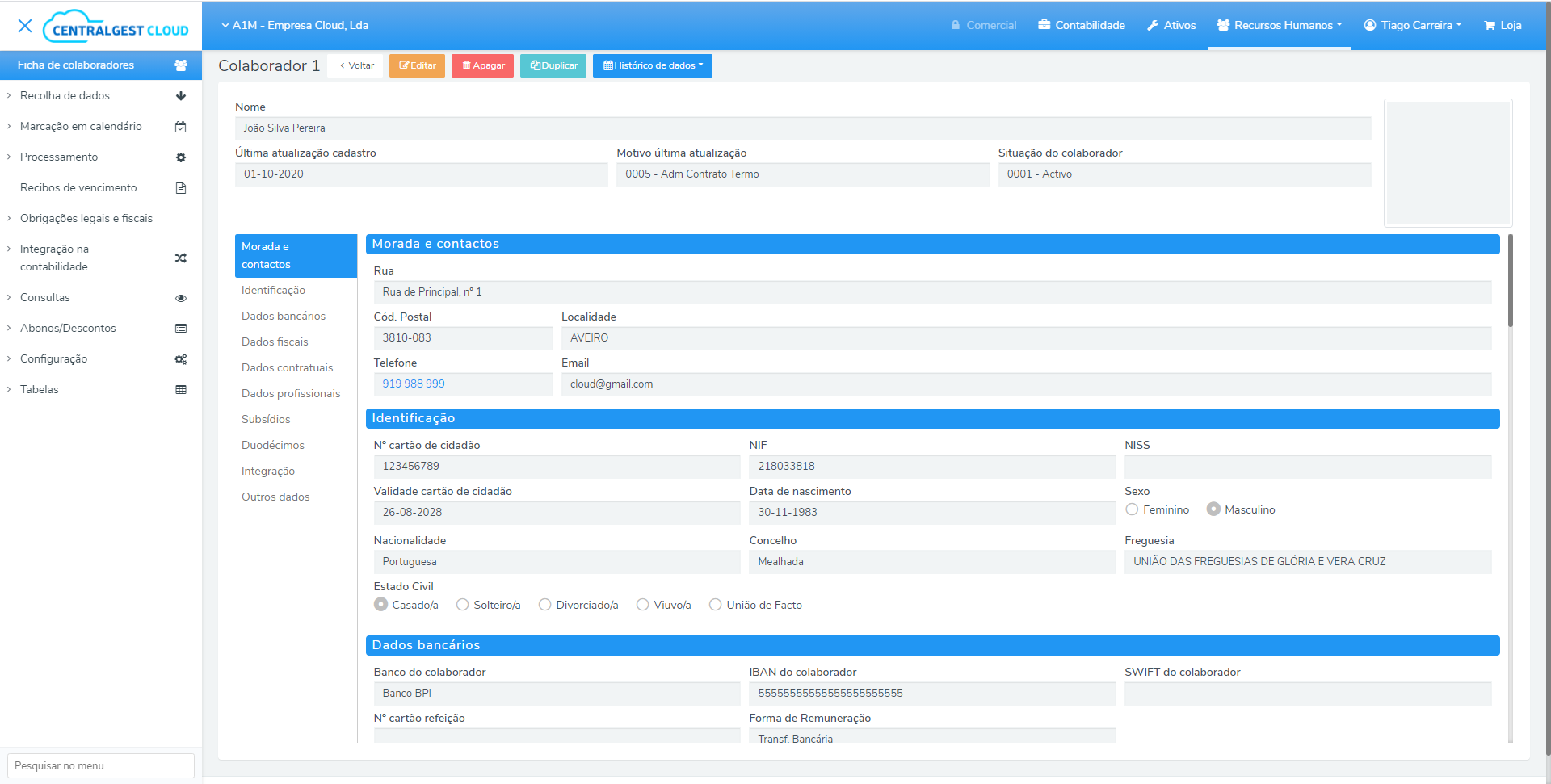 Software de Recursos Humanos Online - Ficha de colaborador