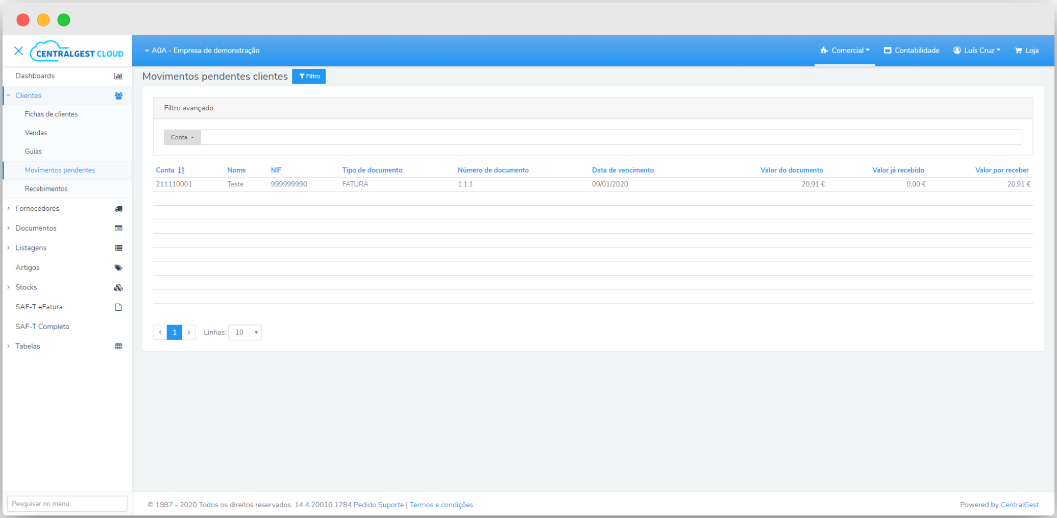 Software de Contabilidade Online - Faturação - Movimentos pendentes